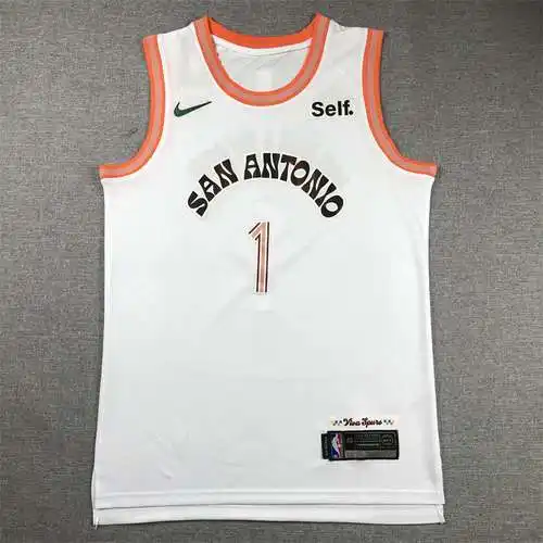 Camiseta Spurs No. 1 Wenbanyama negra 24.a temporada City Edition