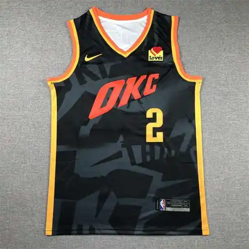 Thunder No. 2 Shai Gilgeous-Alexander camiseta negra edición City de la temporada 24
