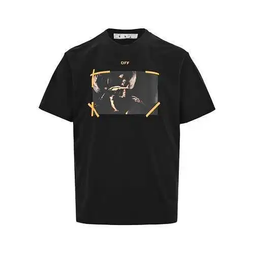 OW CO VIRGIL 23ss ángel religioso flecha amarilla impresa mangas cortas
