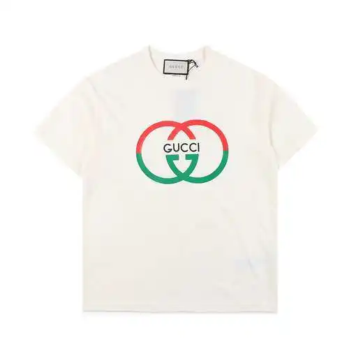 Gu*cci/Gucci manga corta con logo de doble G rojo y verde estampado