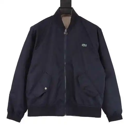 Chaqueta con cremallera de doble cara de Laco*ste/cocodrilo francés y logo de cocodrilo bordado en e