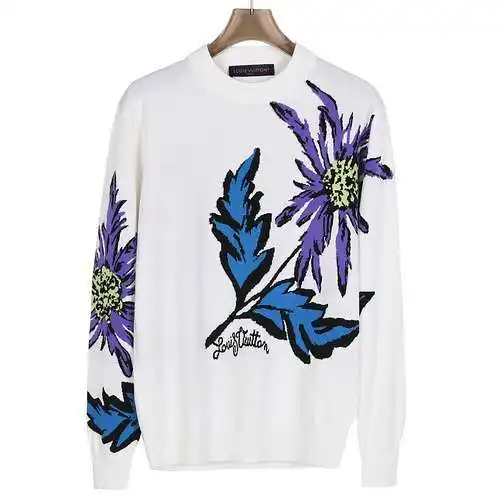 Jersey de punto con cuello redondo en intarsia LV/ Louis Vuitton 24ss