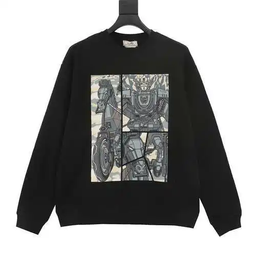 HE*RMES Hermès sudadera con cuello redondo y estampado de robots