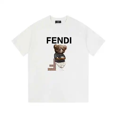 FD Fendi 24ss principios de primavera, nueva y versátil camiseta de manga corta con osito de toalla,