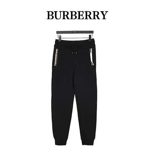 BBR/Burberry pantalones clásicos con logo de aro bordado con costuras a cuadros laterales
