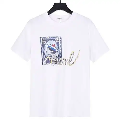 Chanel CHA*NEL2024 nueva camiseta de manga corta con estampado de póquer cuadrado