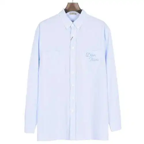 CD/Dior 24SS CD camisa de manga larga con bordado a rayas