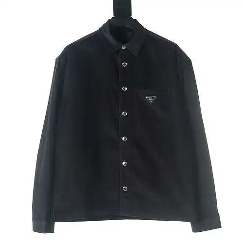 Prada PRD 23 New Pocket chaqueta camisera de pana de manga larga azul marino