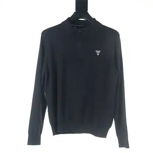 Prada PRD 23FW suéter de punto con media cremallera azul marino