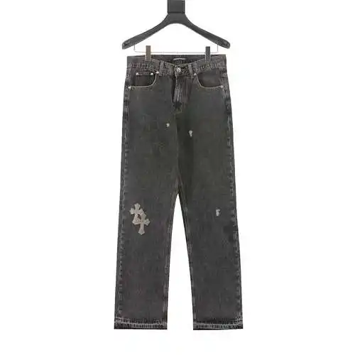 Pantalón vaquero cruzado con etiqueta de piel clásica CH