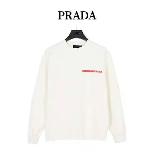 PRD/Prada 24Fw sudadera clásica con ribete rojo y cuello redondo
