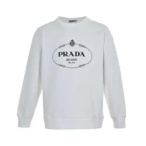 PRD/Prada 23Fw sudadera con logo bordado y cuello redondo