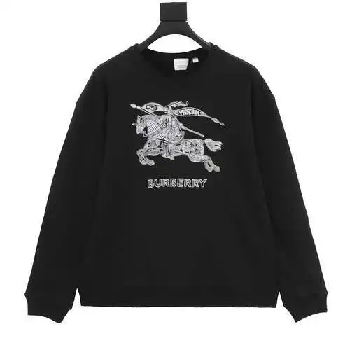 Sudadera con cuello redondo y bordado de caballero blanco BBR