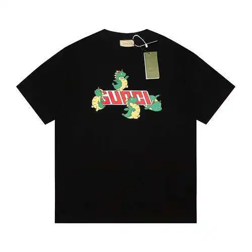 GU*CCI Gucci 2024 Serie Año del Dragón Patrón de dibujos animados Estampado de letras Manga corta Ne