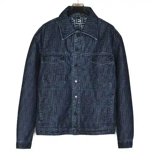 Chaqueta vaquera con estampado oscuro lavada en jacquard FD/Fendi 24SS