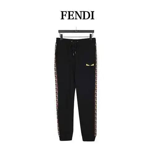 Pantalones deportivos con cinta doble F bordada con gafas pequeñas FD/Fendi 24ss