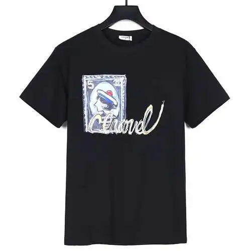 Chanel CHA*NEL2024 nueva camiseta de manga corta con estampado de póquer cuadrado