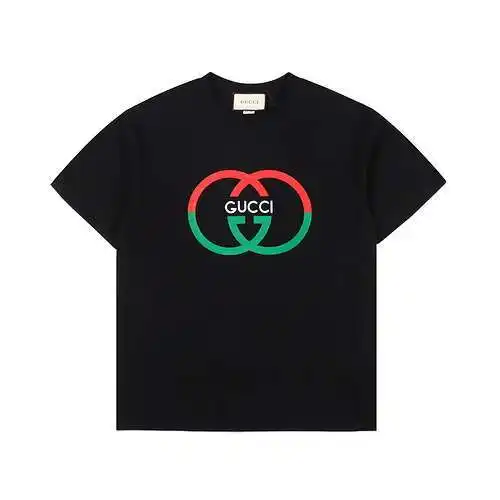 Gu*cci/Gucci manga corta con logo de doble G rojo y verde estampado