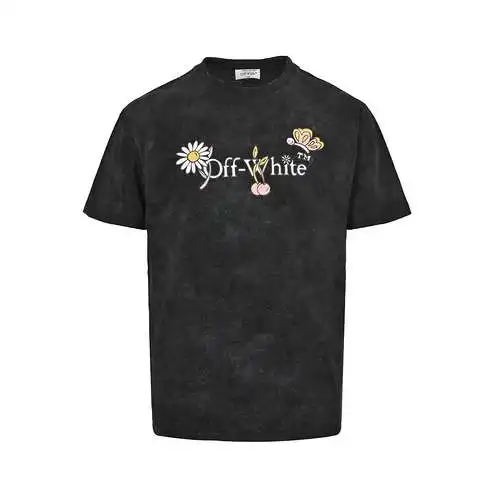 OW 24ss manga corta con estampado de flechas y margaritas brillantes