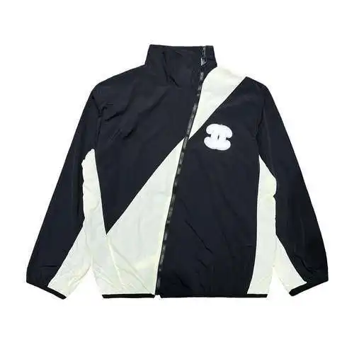 Cha*nel/Chanel Double C chaqueta con parche de toalla cortavientos chaqueta con cremallera empalmada