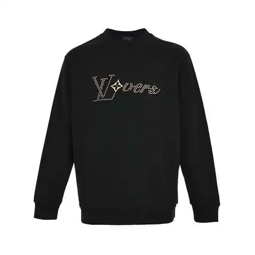 LV/Louis Vuitton 23Fw Fei Dong sudadera con cuello redondo de algodón con logo limitado y diamantes 