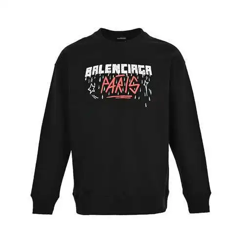 BLCG/Balenciaga 23Fw sudadera con cuello redondo y estampado de letras graffiti