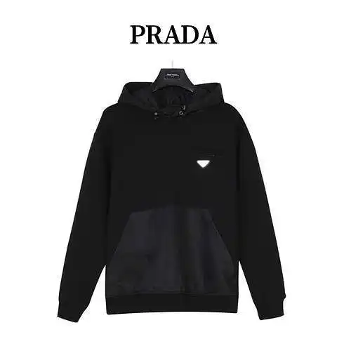 PRD/Prada 24Fw sudadera con capucha y patchwork de nailon