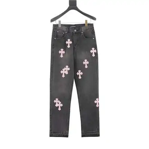 Pantalón vaquero cruzado con etiqueta de piel clásica CH