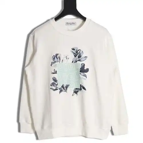 CD Dior 24SS sudadera con cuello redondo y estampado floral