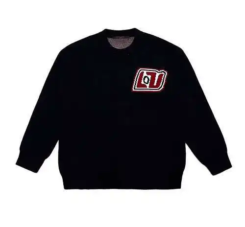 Suéter de cuello redondo negro y rojo serie LV/Louis Vuitton 23ss 1854