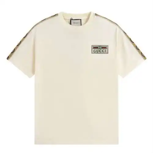 GU * CCI Gucci 2024 primavera y verano nueva camiseta clásica de manga corta con logo de letra borda