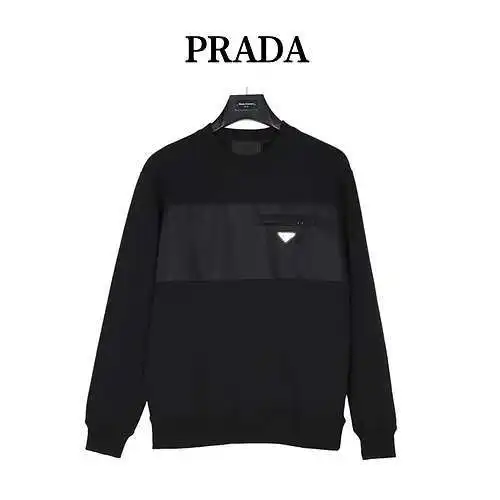PRD Prada sudadera con cuello redondo y cremallera patchwork 24ss