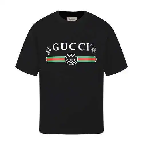 GU*CCI Gucci 24ss cinturón de barra clásico estampado bordado mangas cortas Algodón peinado de 32 hi