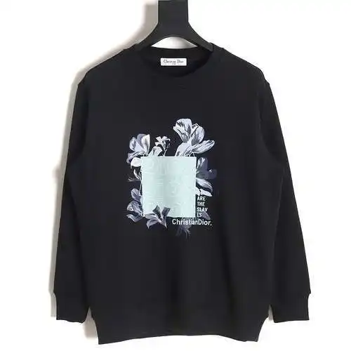 CD Dior 24SS sudadera con cuello redondo y estampado floral
