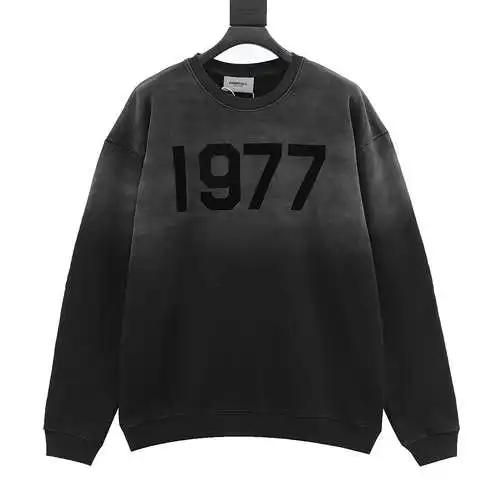Sudadera flocada con cuello redondo y lavado degradado FOG 1977