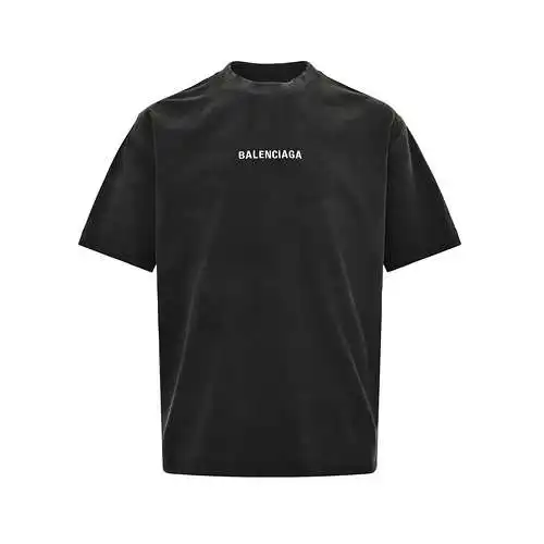Logotipo BLCG/Balenciaga 24ss bordado en mangas cortas lavadas en la parte delantera y trasera
