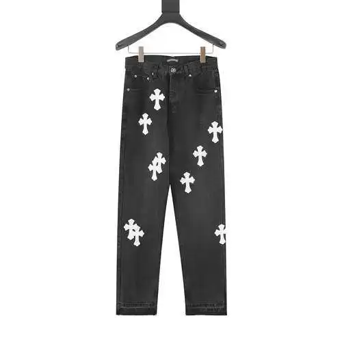 Pantalón vaquero cruzado con etiqueta de piel clásica CH