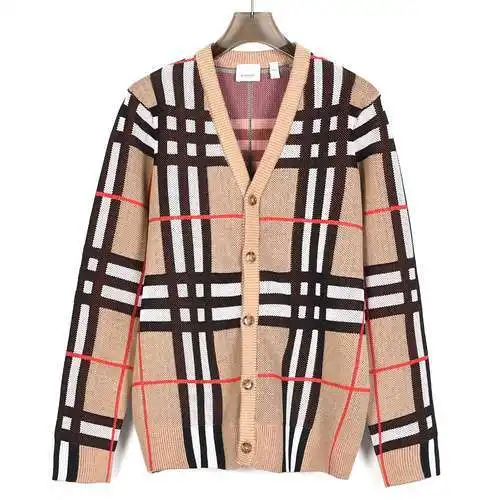 BBR/Burberry 24SS suéter tipo cárdigan a rayas a cuadros