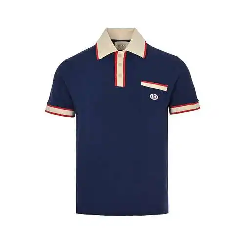 Gu*cci/Gucci 23ss bolsillo clásico bordado doble G Polo manga corta