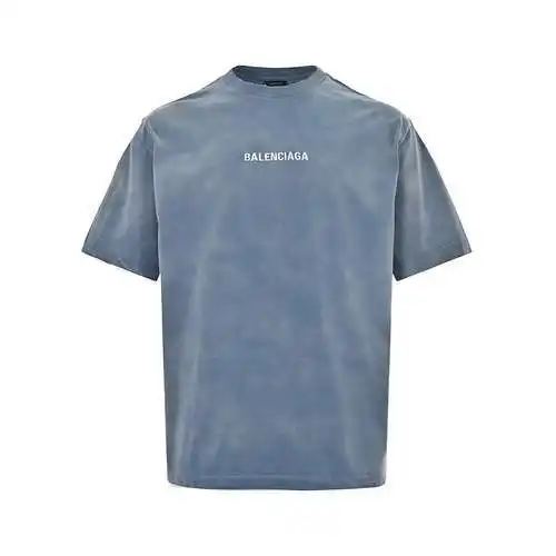 Logotipo BLCG/Balenciaga 24ss bordado en mangas cortas lavadas en la parte delantera y trasera