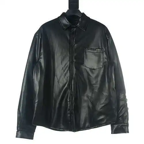 Balenciaga BLCG 22FW chaqueta camisera de piel bordada