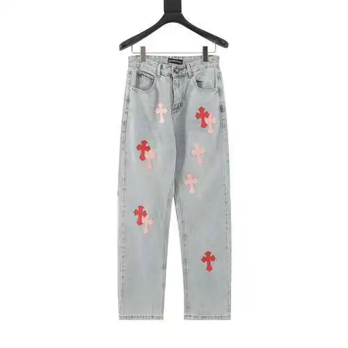 Pantalón vaquero cruzado con etiqueta de piel clásica CH