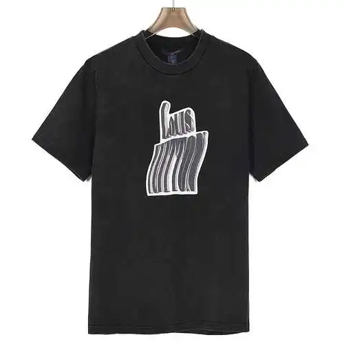Camiseta de manga corta con estampado de letra retorcida y logo LV/ Louis Vuitton 24ss