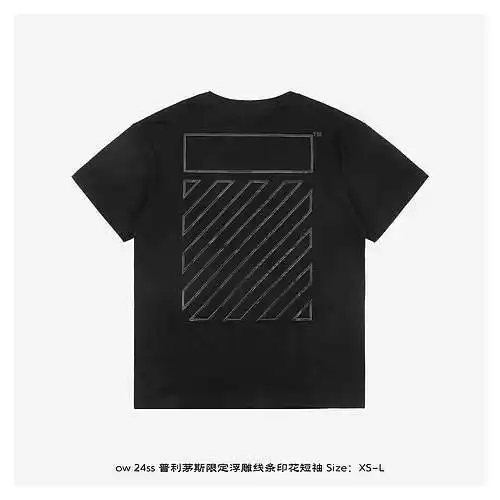 OW 24ss Plymouth manga corta con estampado de líneas en relieve limitado
