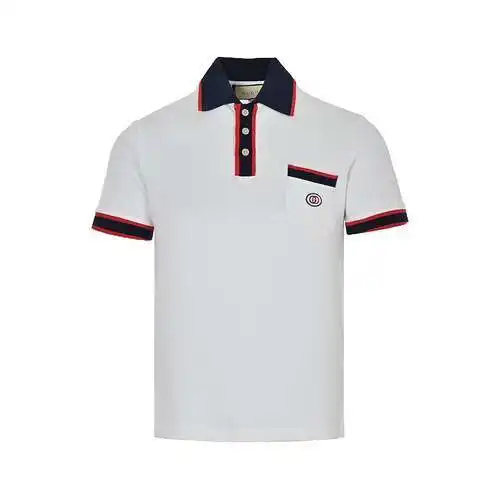 Gu*cci/Gucci 23ss bolsillo clásico bordado doble G Polo manga corta