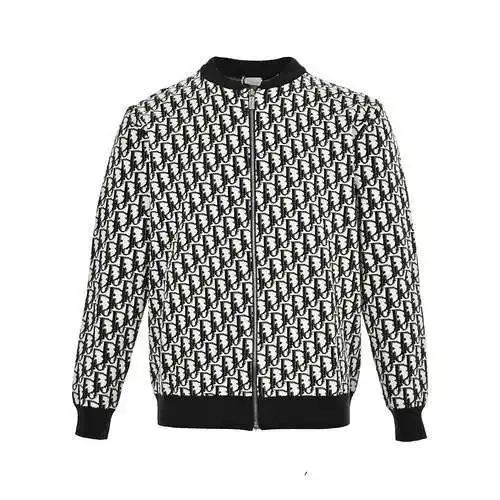 CD/Dior 23Fw Cárdigan tipo suéter con cremallera en jacquard estampado integral