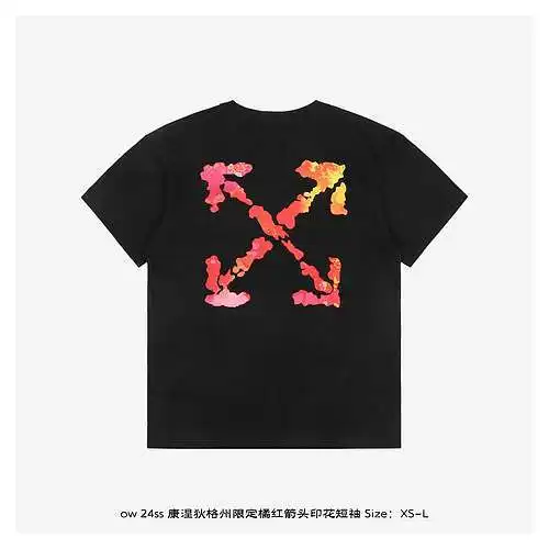 OW 24ss Connecticut manga corta con estampado de flecha naranja limitada