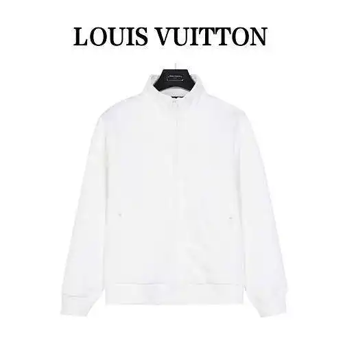 Chaqueta deportiva con cremallera y logo clásico de jacquard con estampado oscuro blanco de LV/Louis