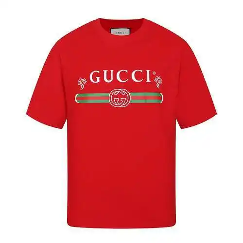GU*CCI Gucci 24ss cinturón de barra clásico estampado bordado mangas cortas Algodón peinado de 32 hi