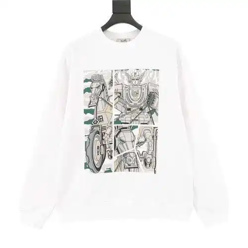 HE*RMES Hermès sudadera con cuello redondo y estampado de robots